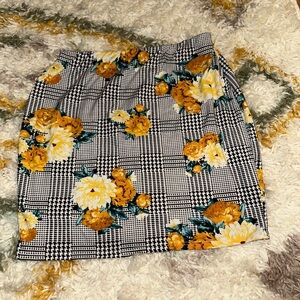Floral Checkered Women's Skirt